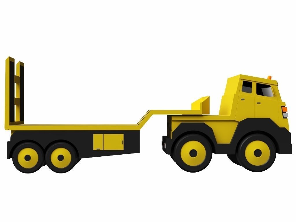 Toy Flatbed Semi Trailer 3D model_1