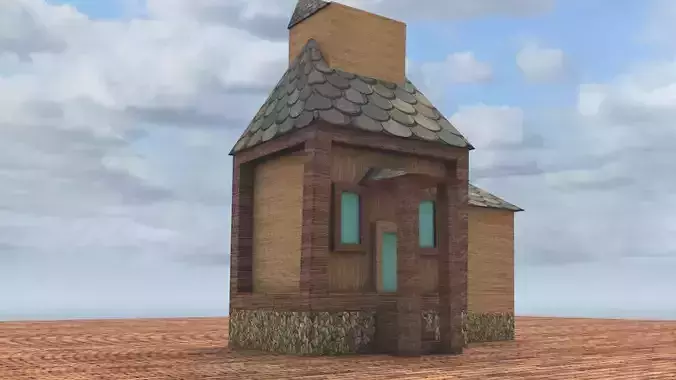 house with roof Low-poly 3D model