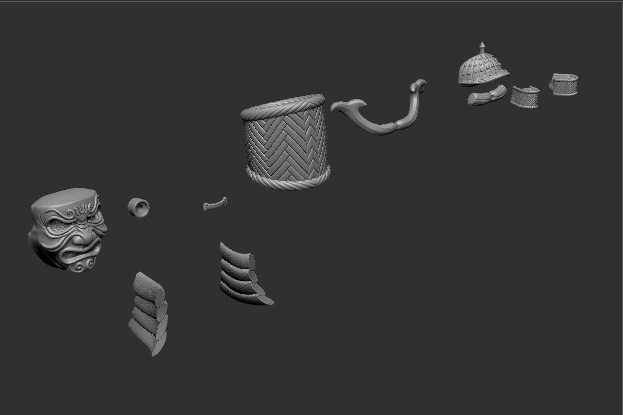 Ring Samurai mask 3D print model_6