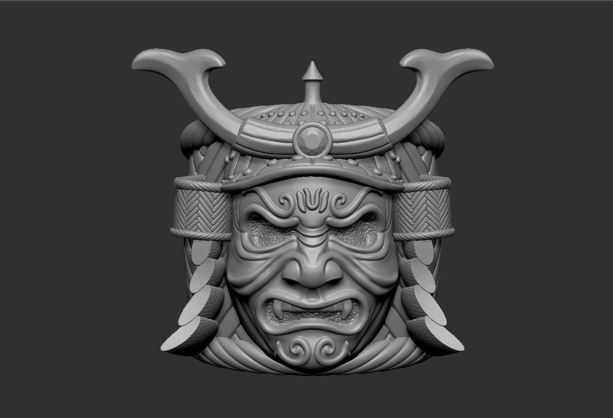 Ring Samurai mask 3D print model_2