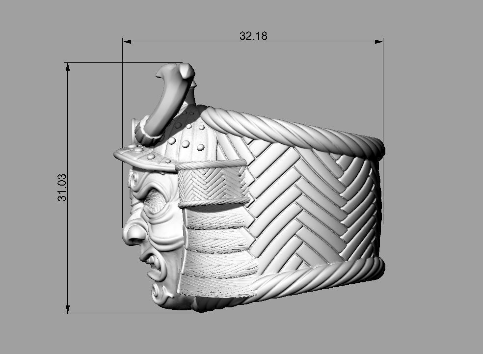 Ring Samurai mask 3D print model_7