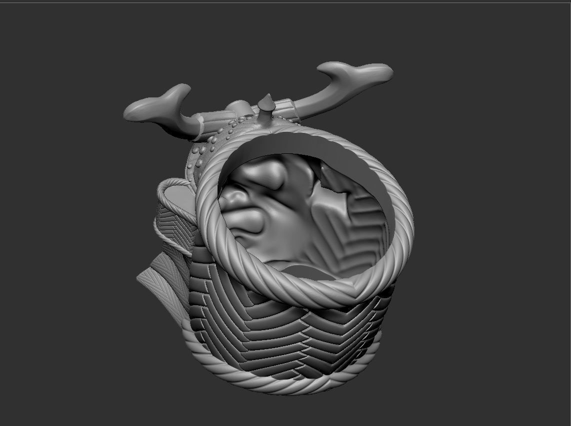 Ring Samurai mask 3D print model_5