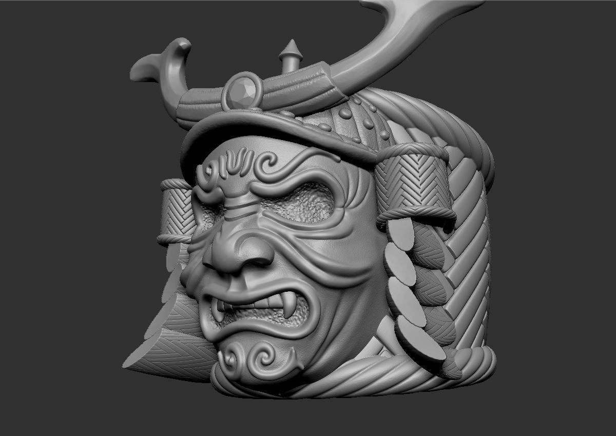 Ring Samurai mask 3D print model_3