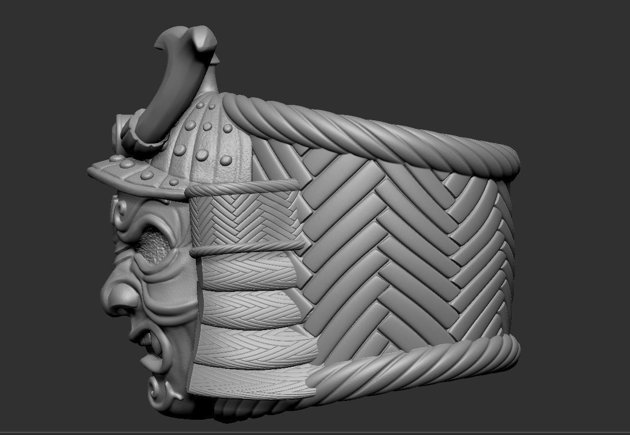Ring Samurai mask 3D print model_4