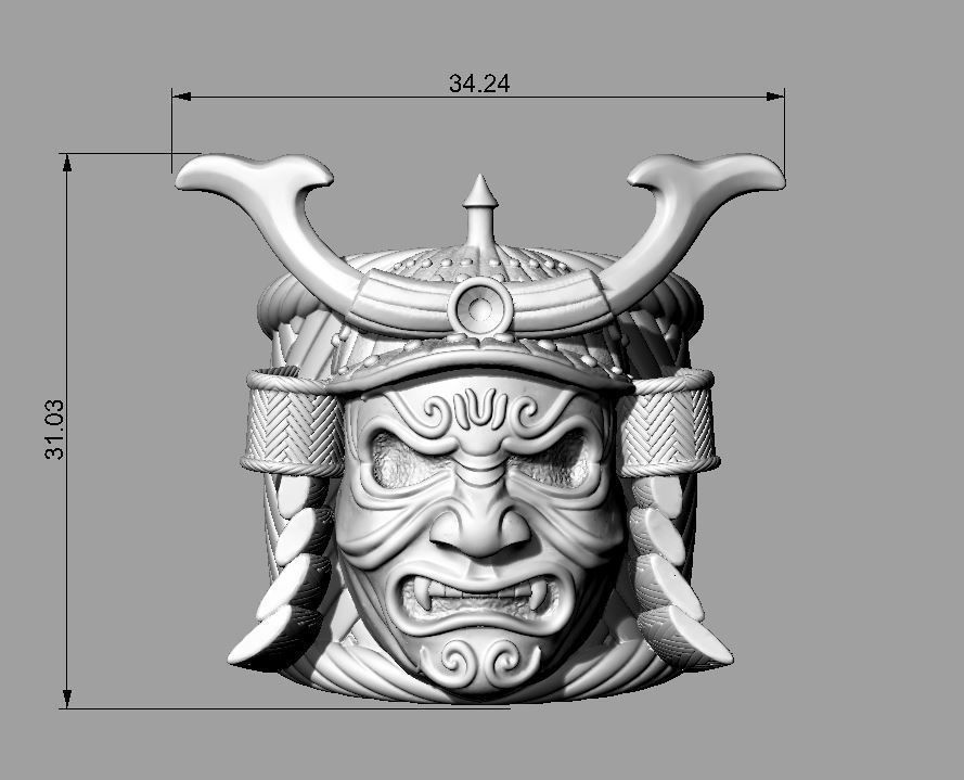 Ring Samurai mask 3D print model_8