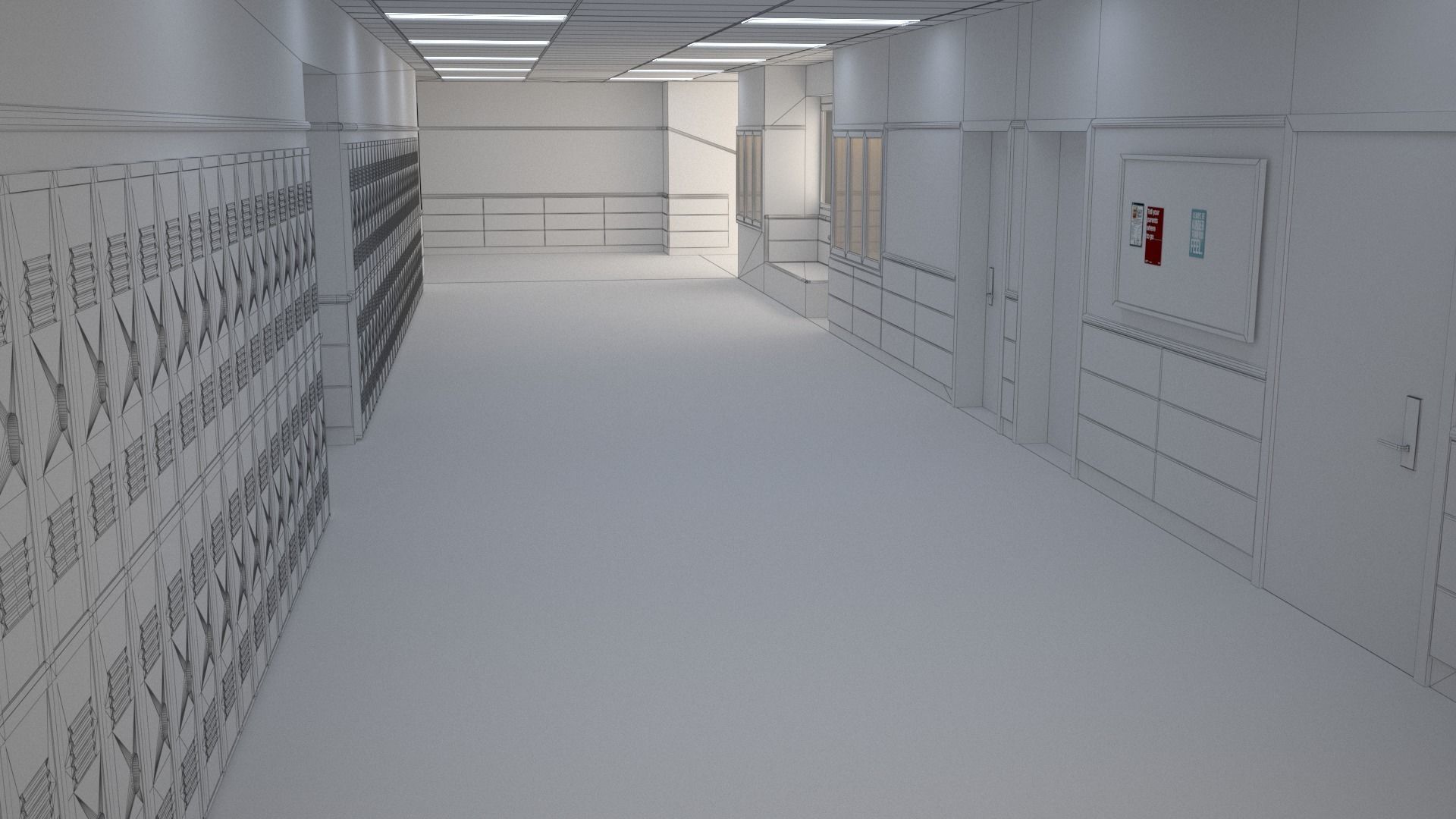 School Corridor - UE4 3D model_8