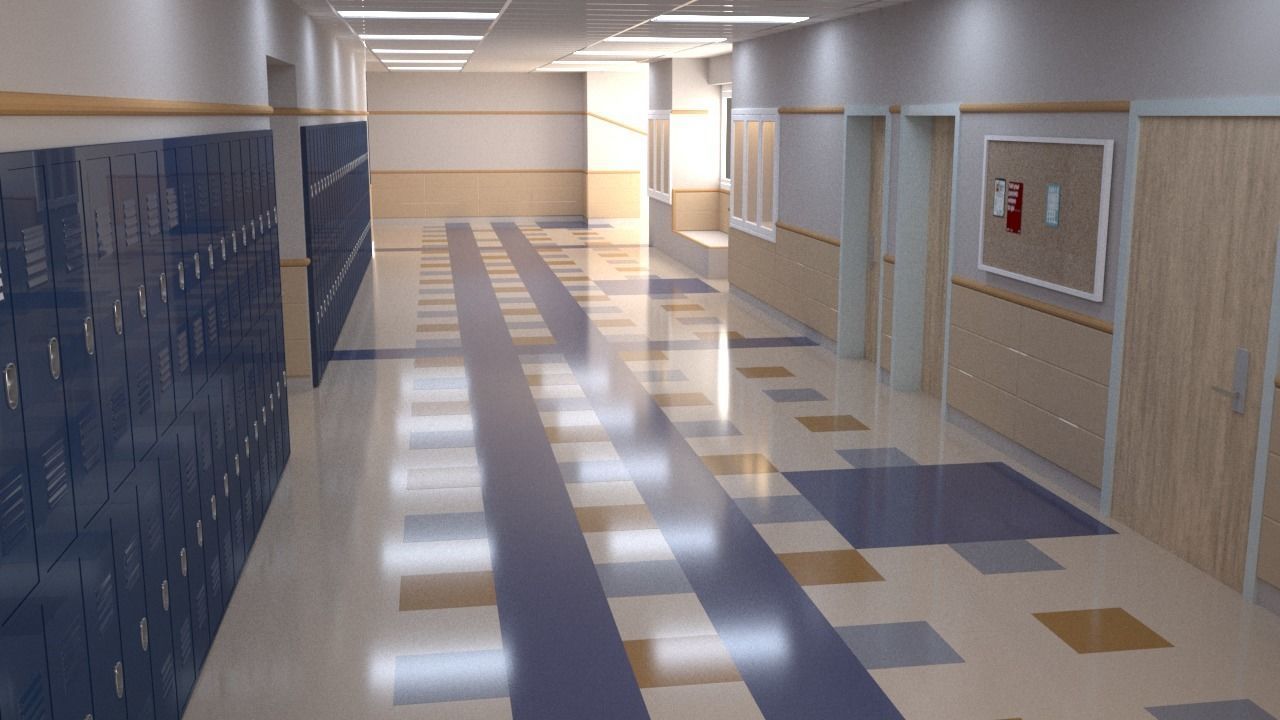 School Corridor - UE4 3D model_7