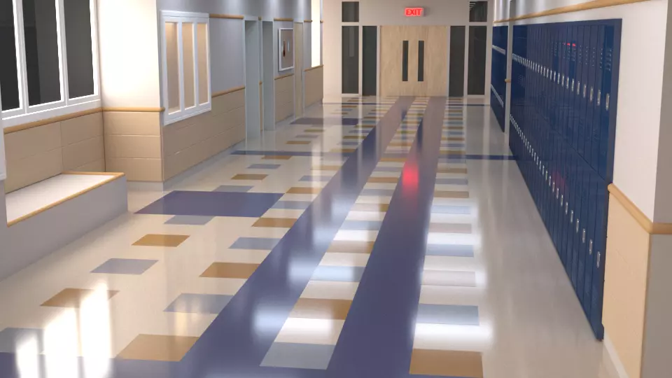 School Corridor - UE4 3D model_0