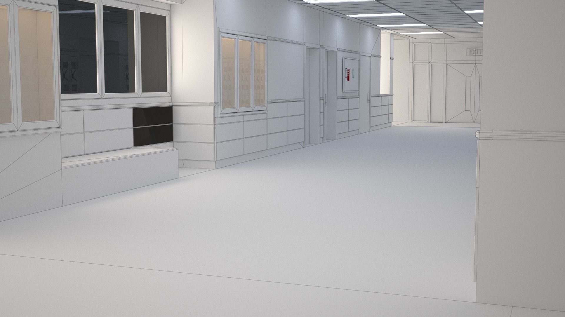 School Corridor - UE4 3D model_4