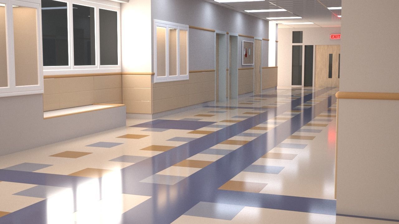 School Corridor - UE4 3D model_3