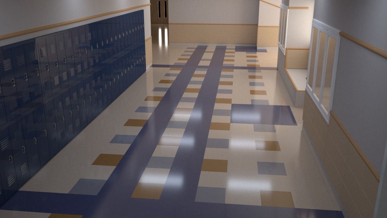 School Corridor - UE4 3D model_5