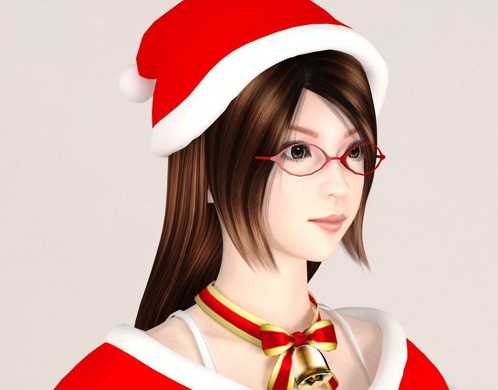 T pose rigged model of Natsumi in Christmas costume 3D model_3