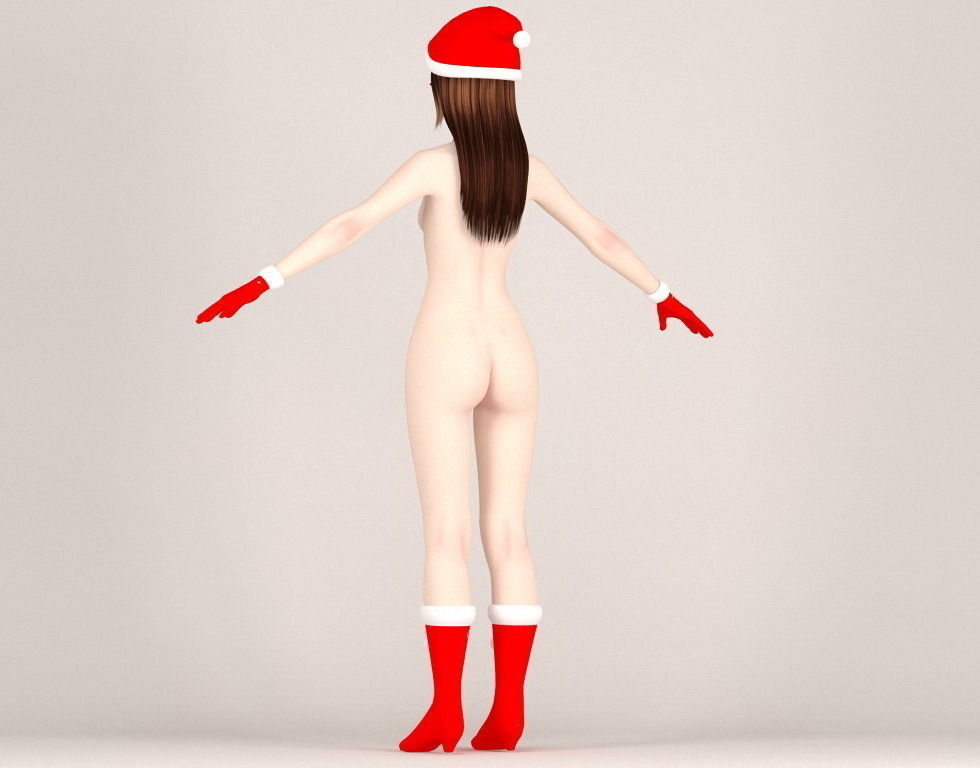 T pose rigged model of Natsumi in Christmas costume 3D model_20