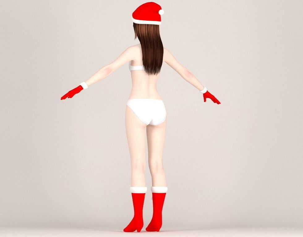 T pose rigged model of Natsumi in Christmas costume 3D model_18