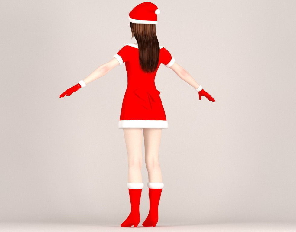 T pose rigged model of Natsumi in Christmas costume 3D model_17