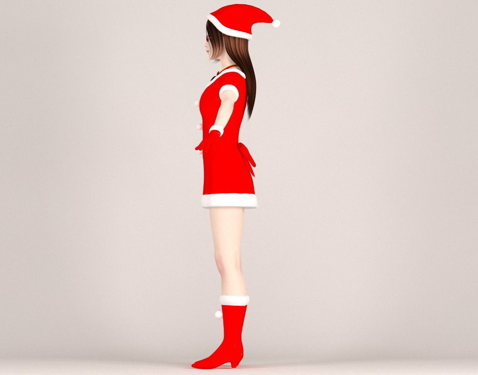 T pose rigged model of Natsumi in Christmas costume 3D model_13