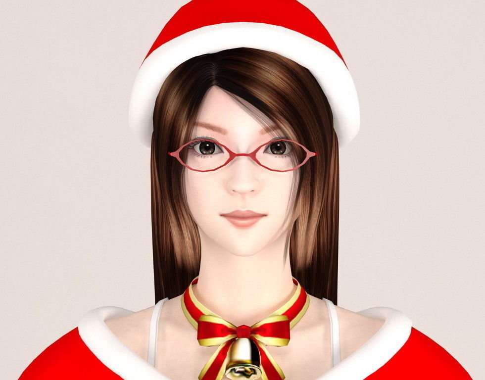 T pose rigged model of Natsumi in Christmas costume 3D model_2