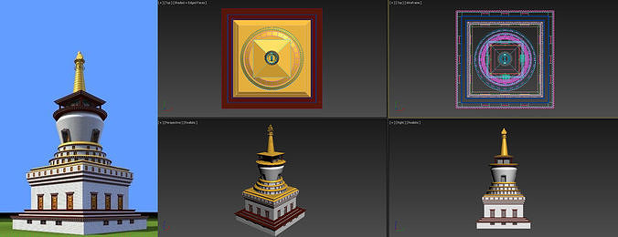 3DMAX model-Tibetan Buddhist Pagoda in China 3D model