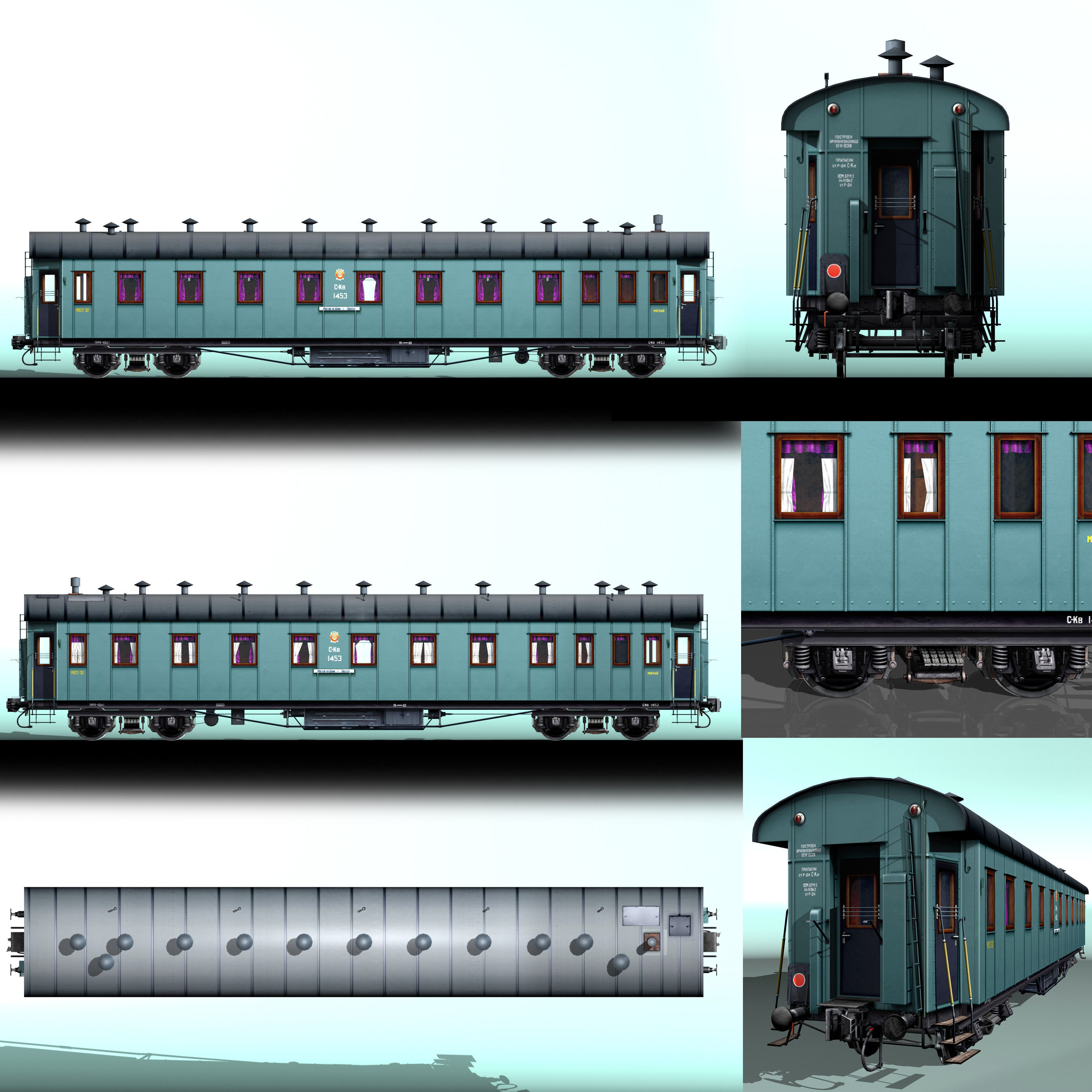 Passenger wagon M20 3D model_3
