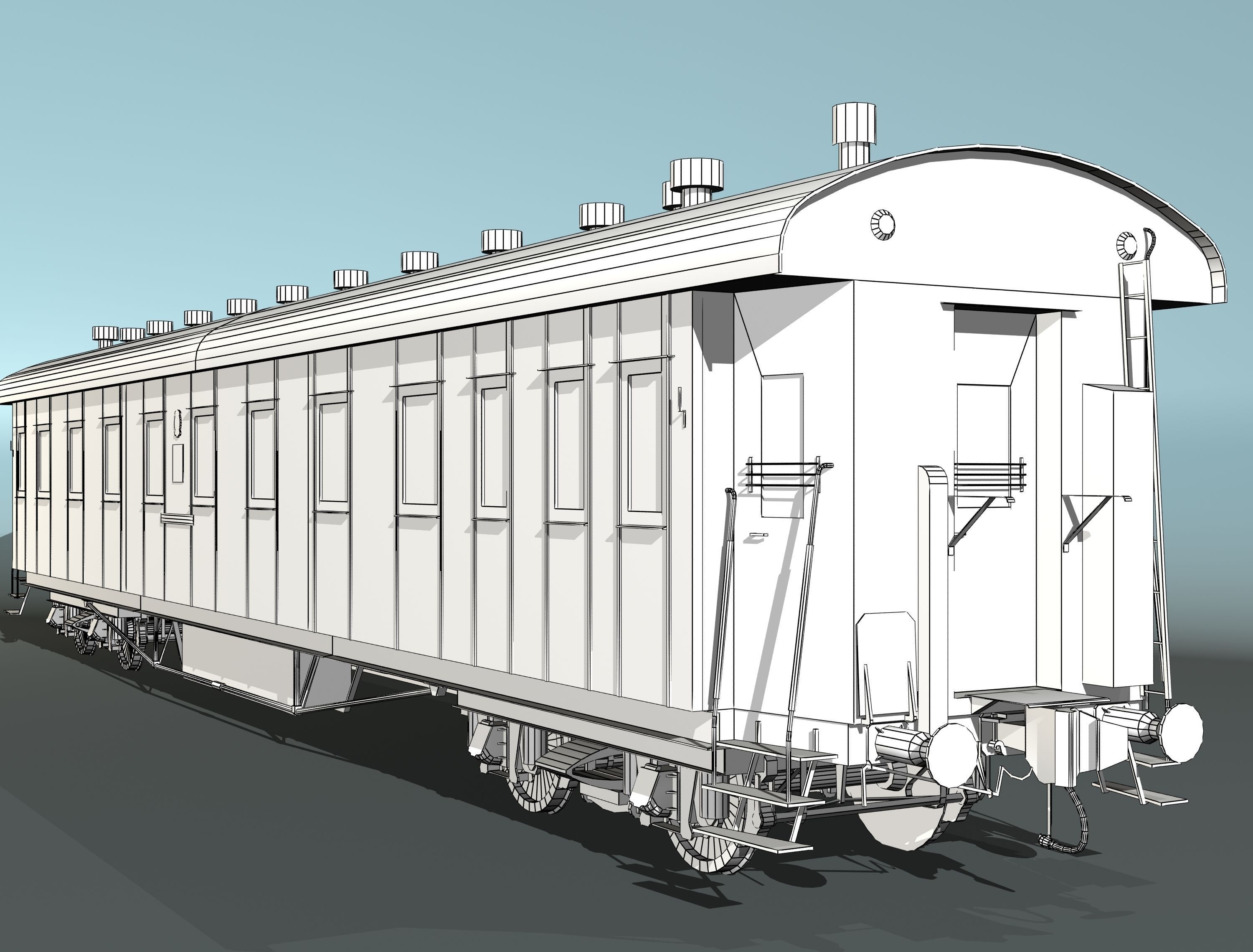 Passenger wagon M20 3D model_14