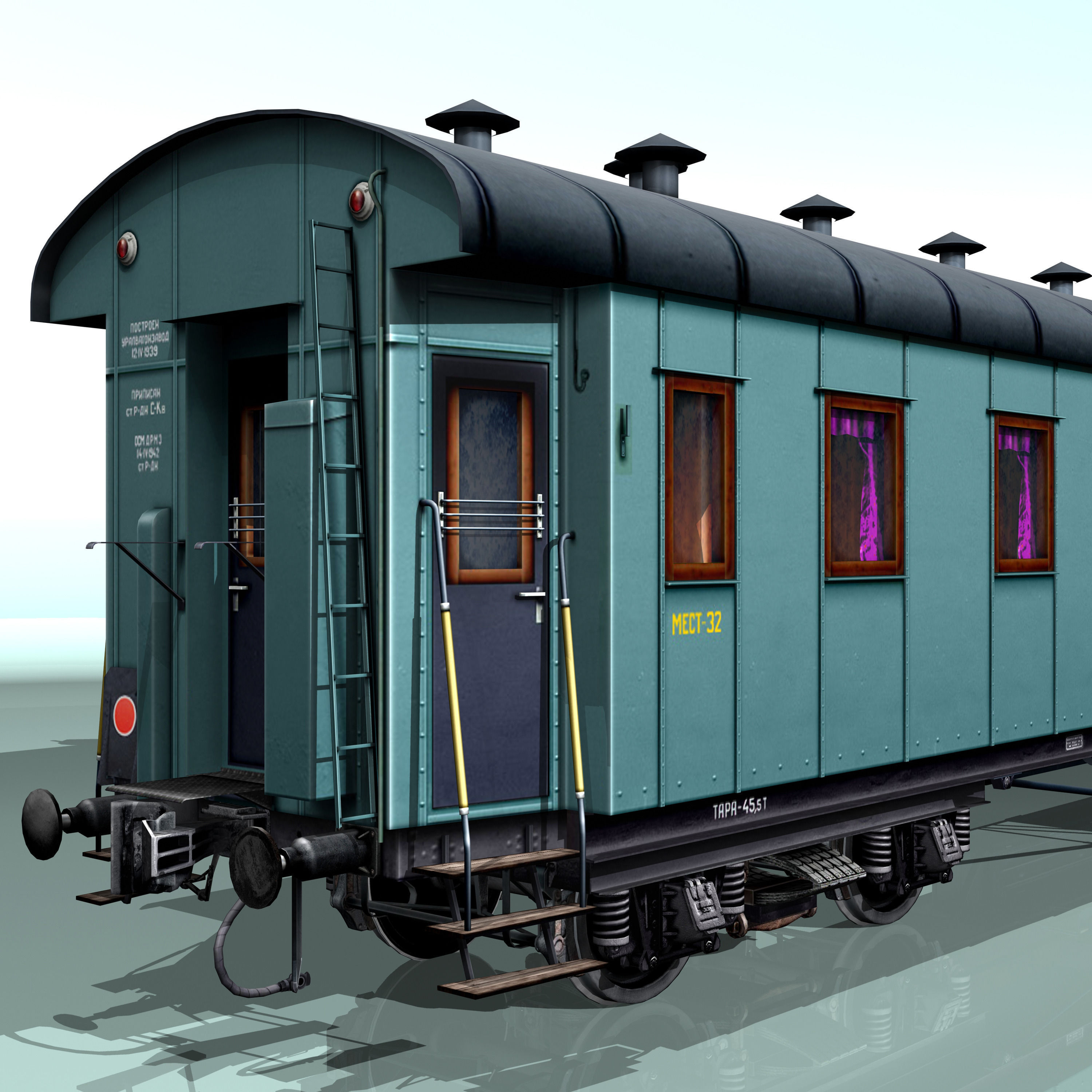 Passenger wagon M20 3D model_5