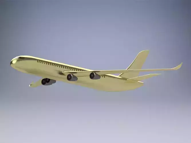 Aircraft golden airplane flying in sky