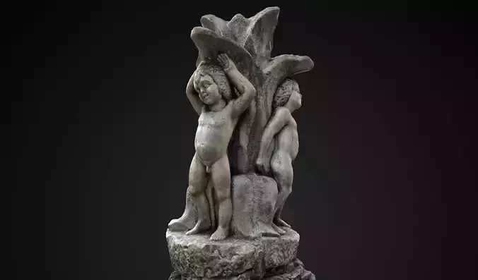 Water fountain sculpture Low-poly 3D model