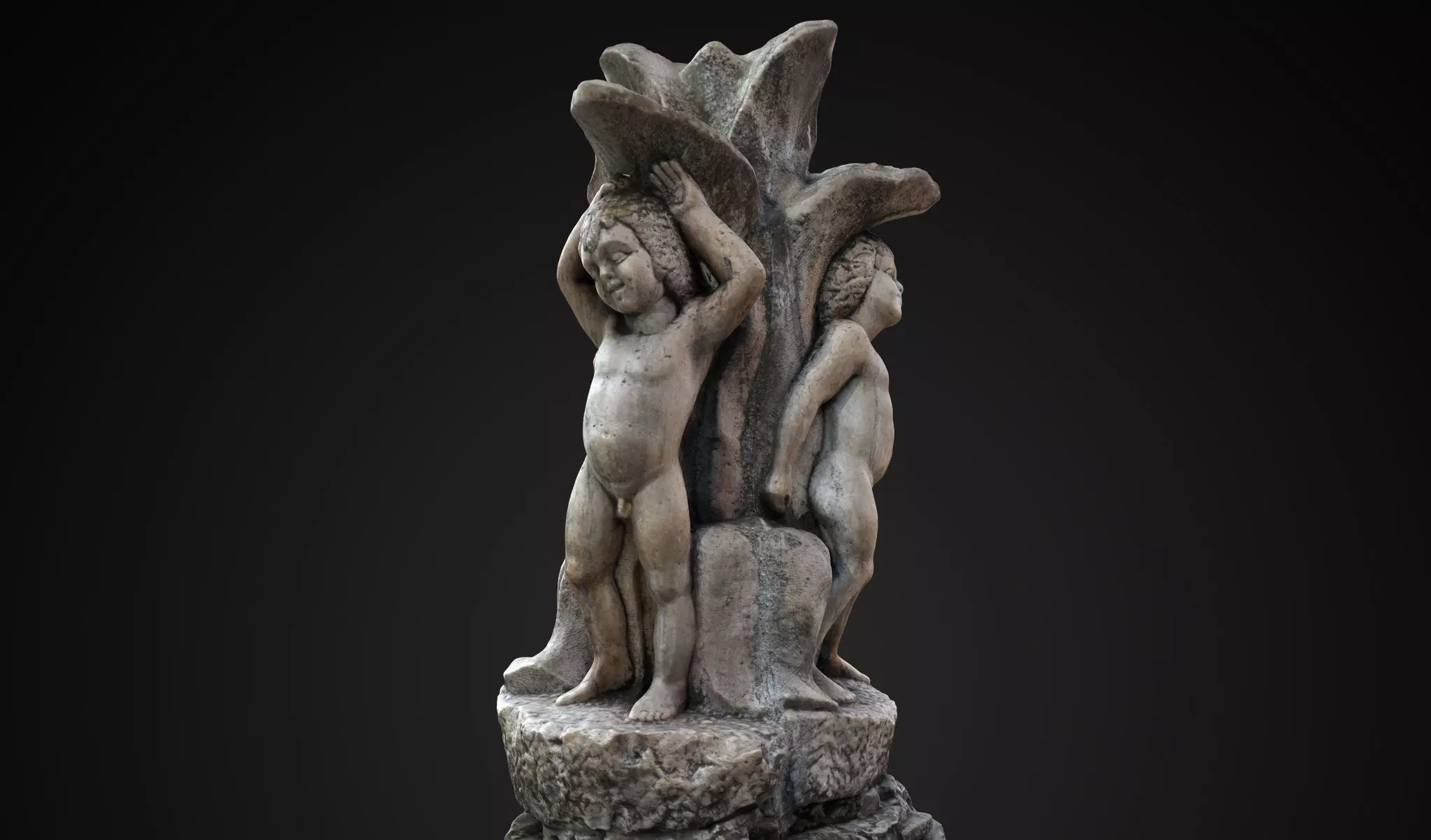 Water fountain sculpture Low-poly 3D model_0