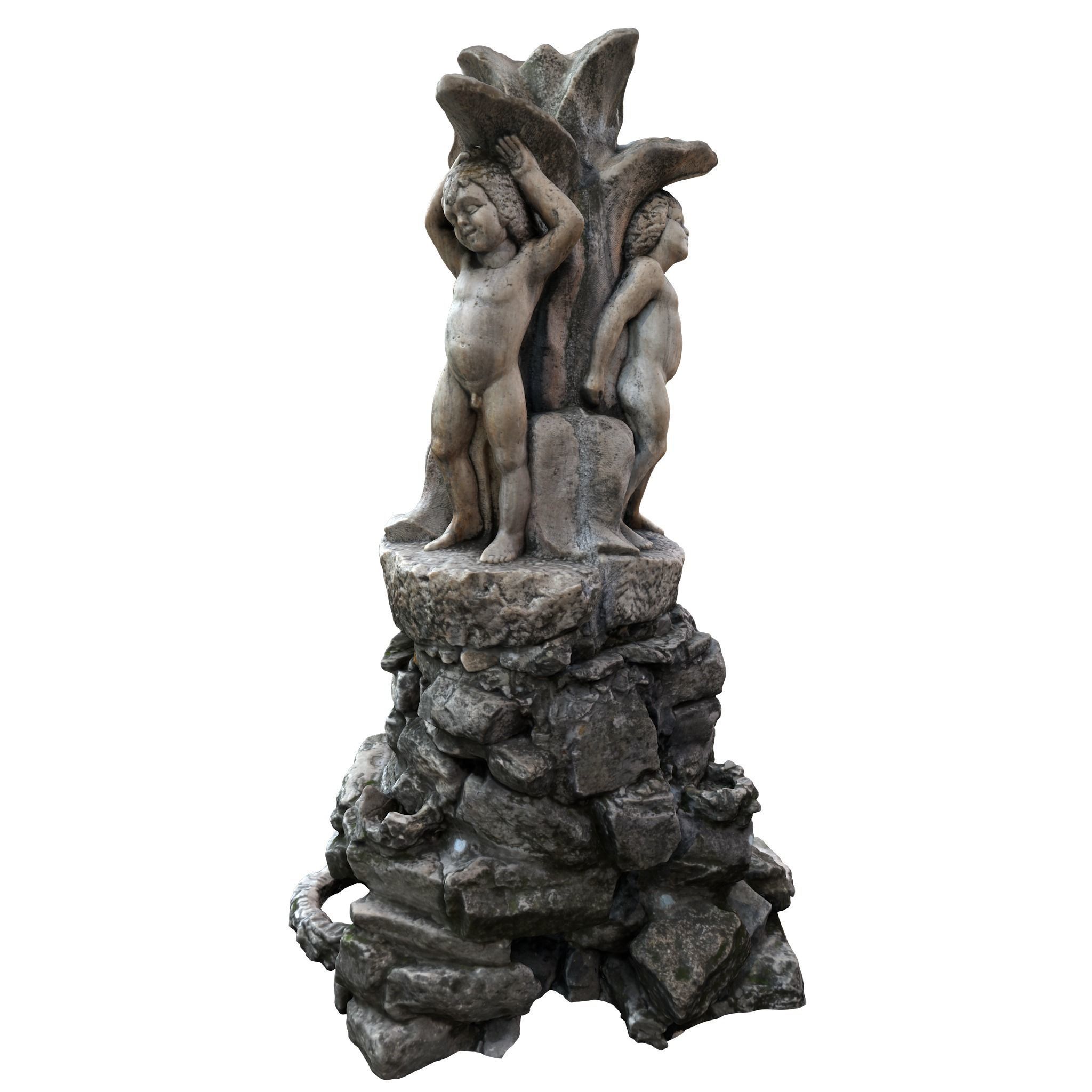 Water fountain sculpture Low-poly 3D model_3