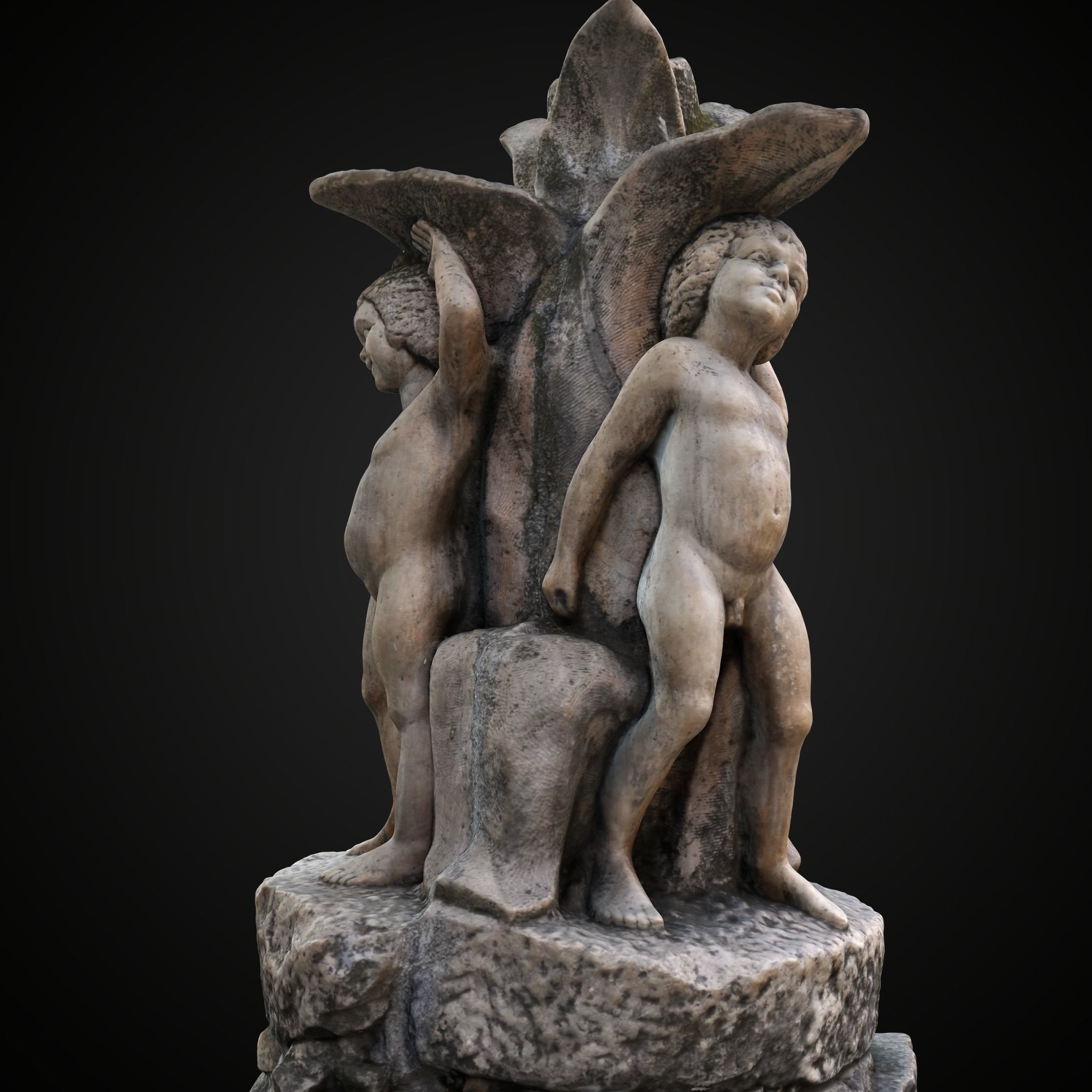 Water fountain sculpture Low-poly 3D model_2