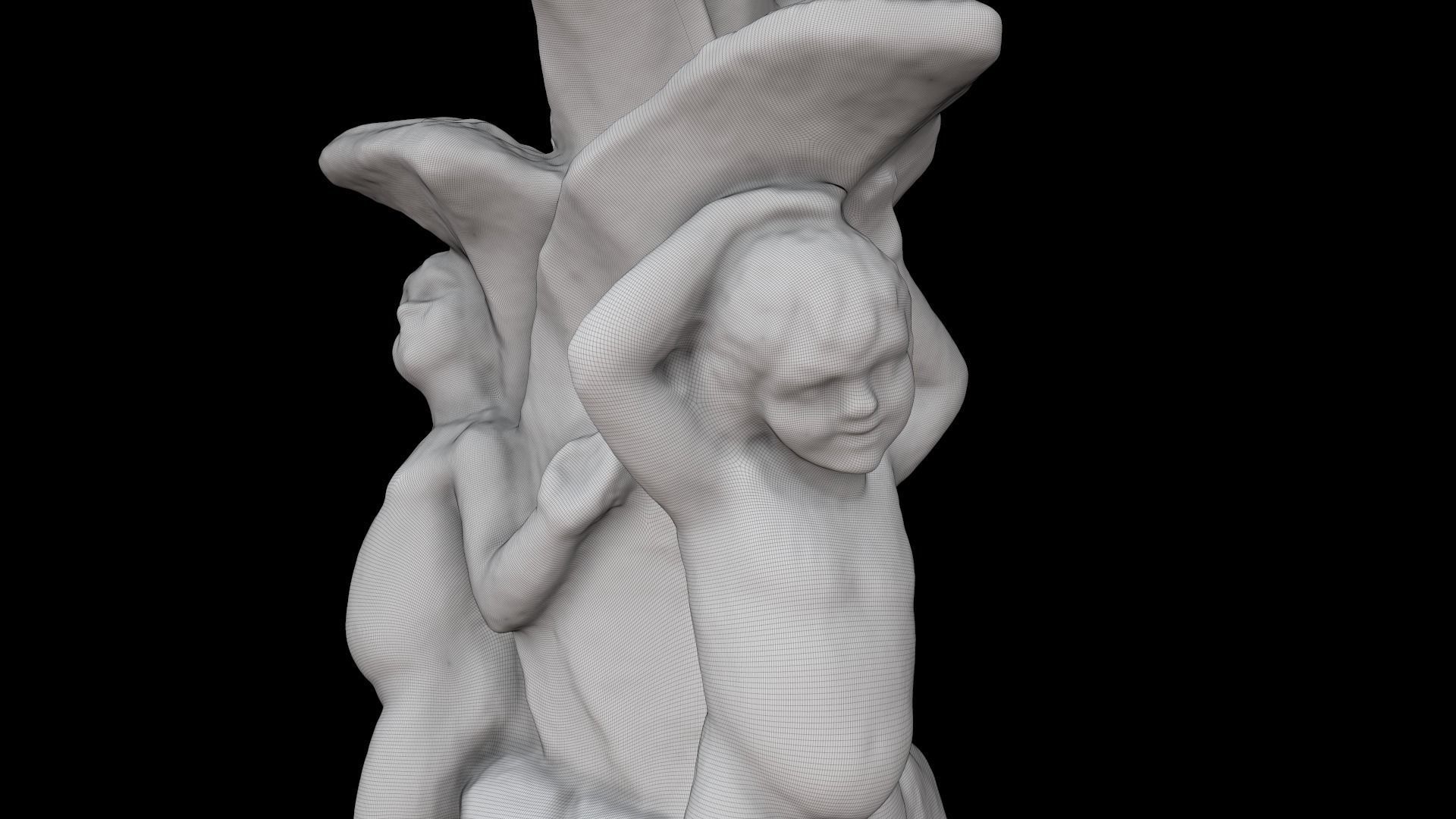 Water fountain sculpture Low-poly 3D model_8