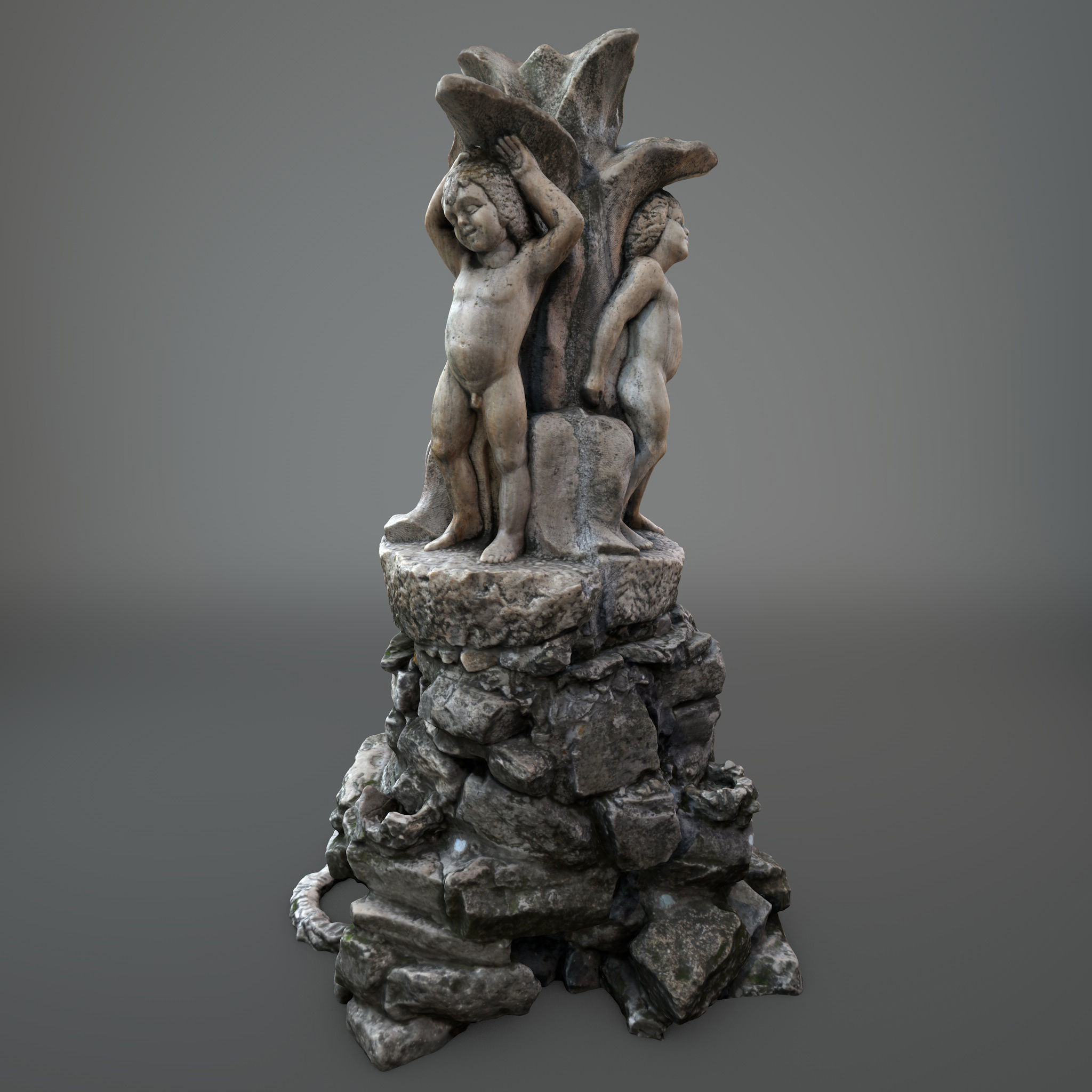 Water fountain sculpture Low-poly 3D model_6