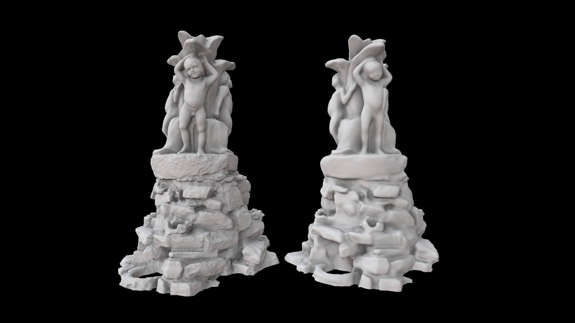 Water fountain sculpture Low-poly 3D model_7
