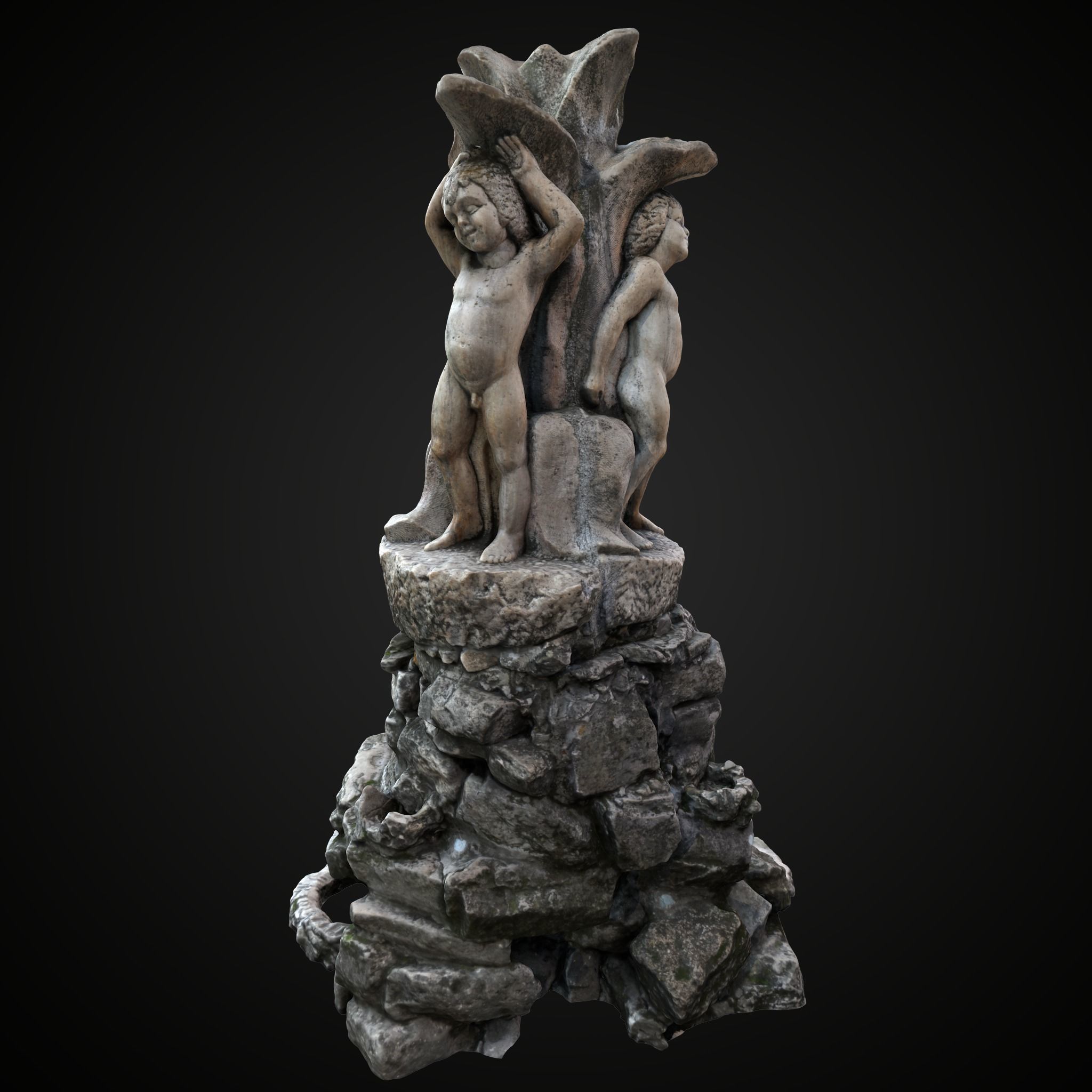 Water fountain sculpture Low-poly 3D model_5