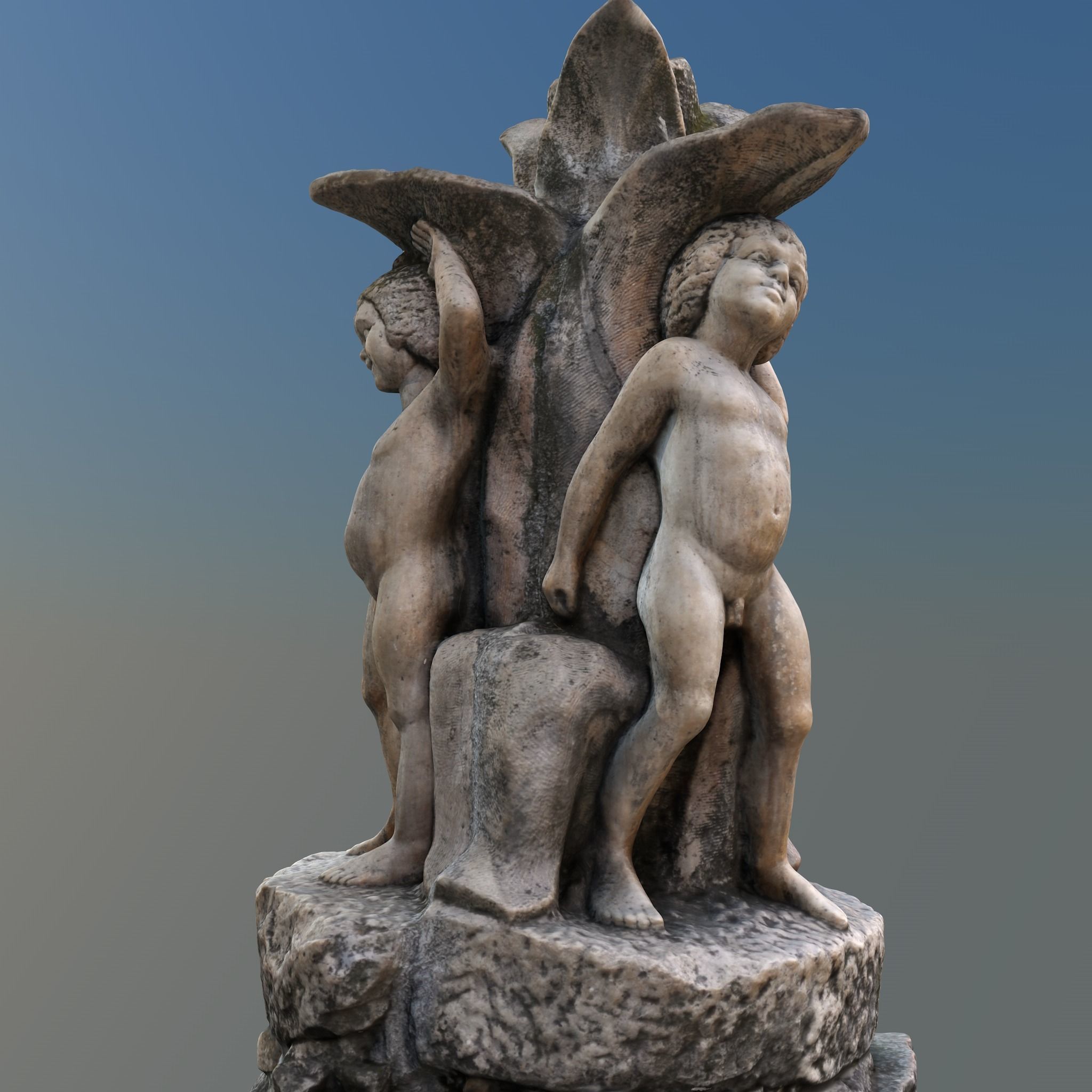 Water fountain sculpture Low-poly 3D model_4