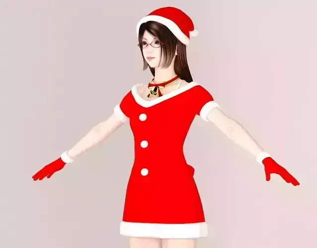  T pose nonrigged model of Natsumi in Christmas costume 3D model