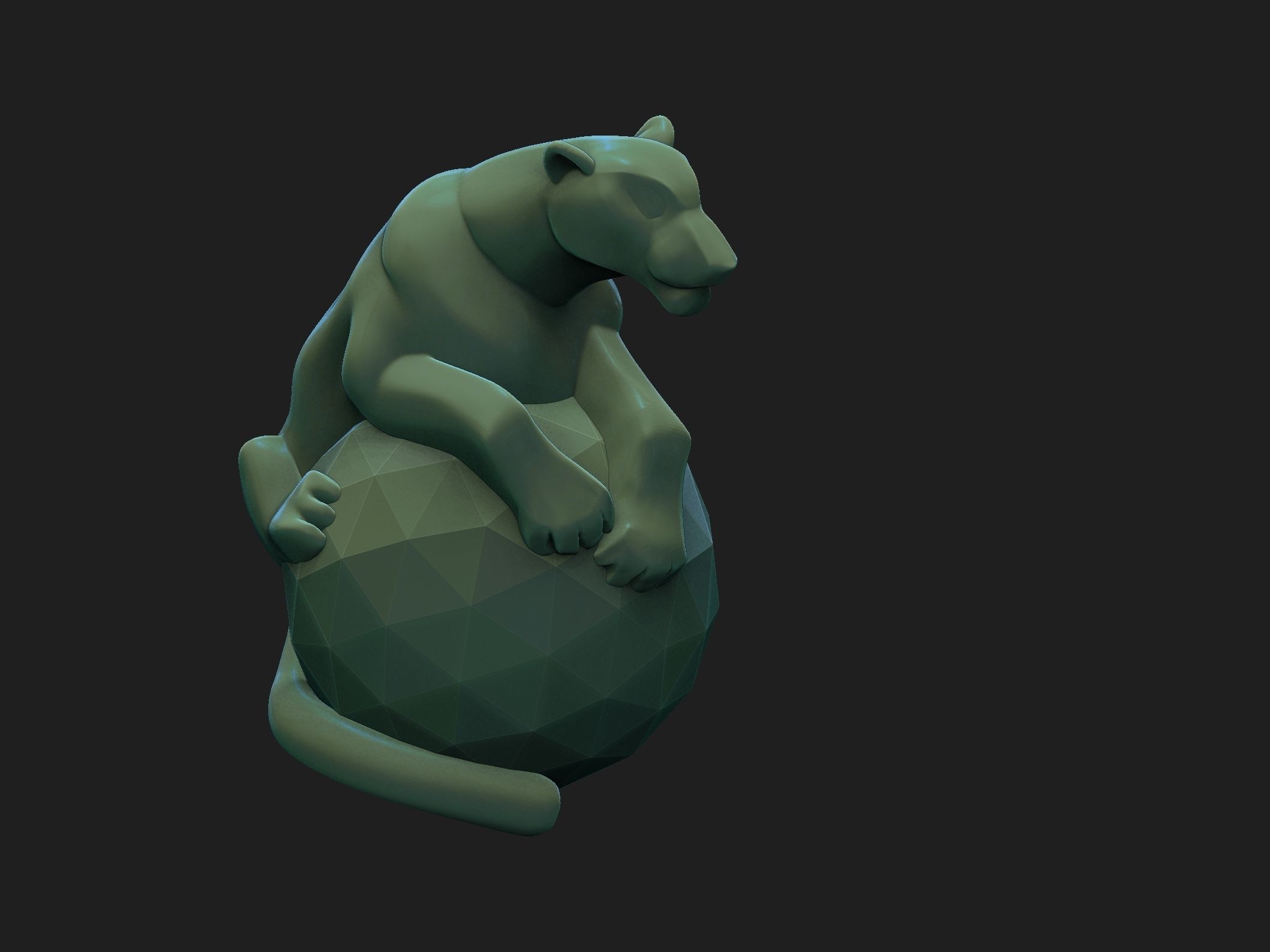 pantera golden bear on ball 3D print model_8