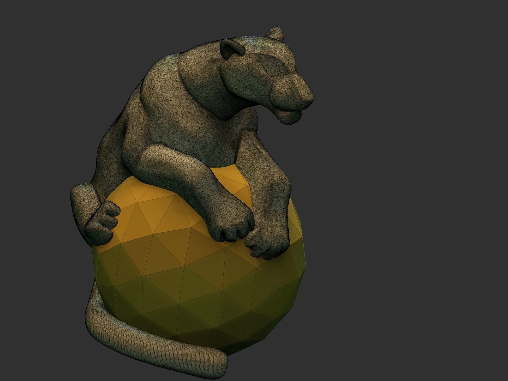 pantera golden bear on ball 3D print model_7