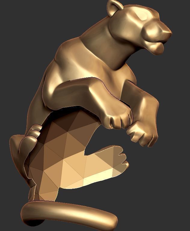 pantera golden bear on ball 3D print model_2