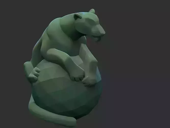 pantera golden bear on ball 3D print model