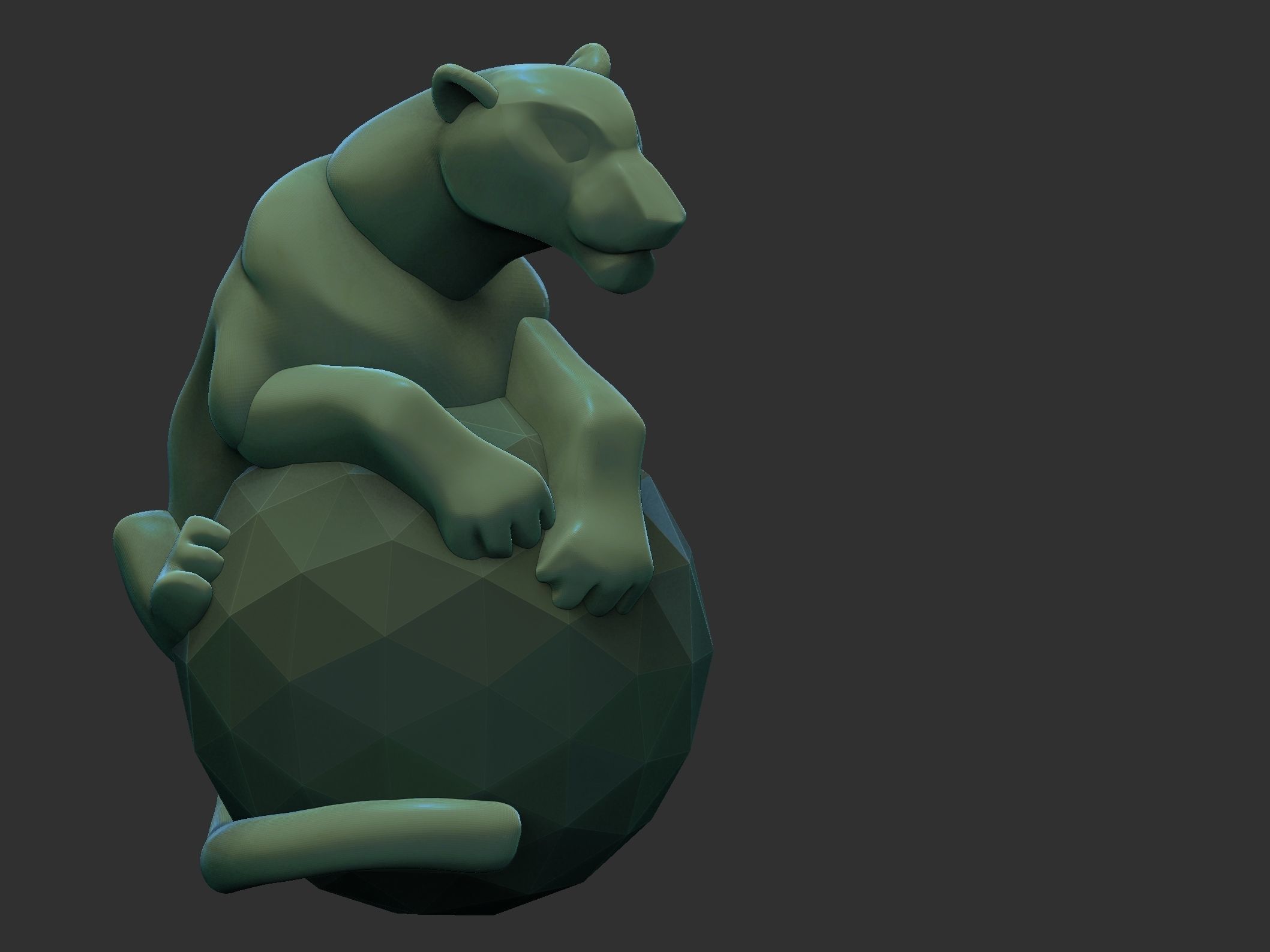 pantera golden bear on ball 3D print model_5