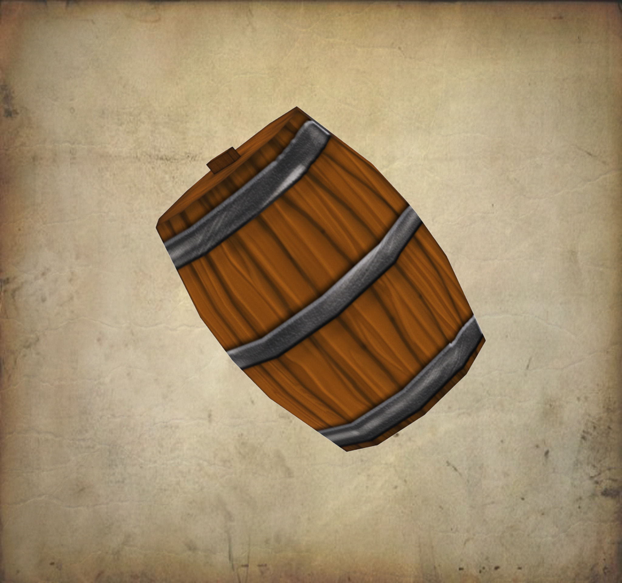 Barrel Low Poly two wooden barrels Low-poly 3D model_1