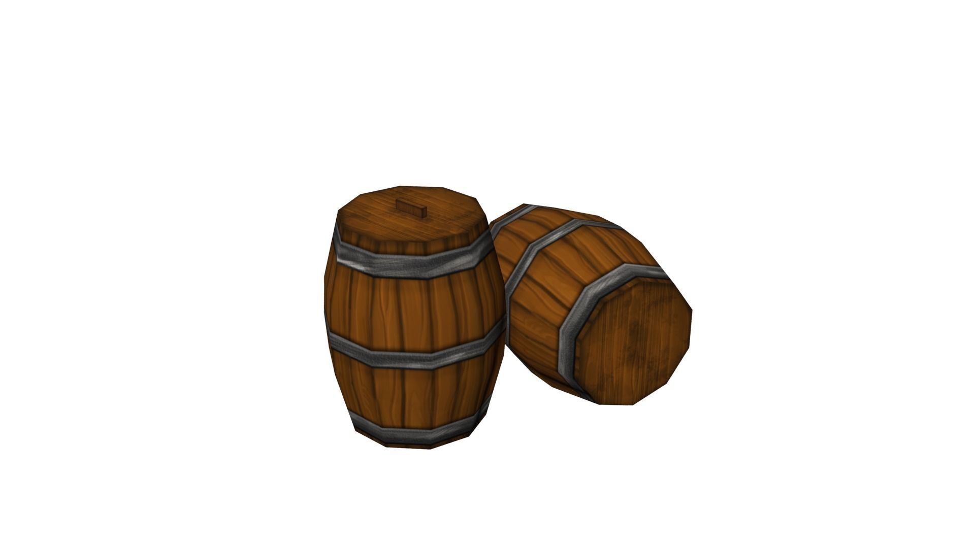 Barrel Low Poly two wooden barrels Low-poly 3D model_5