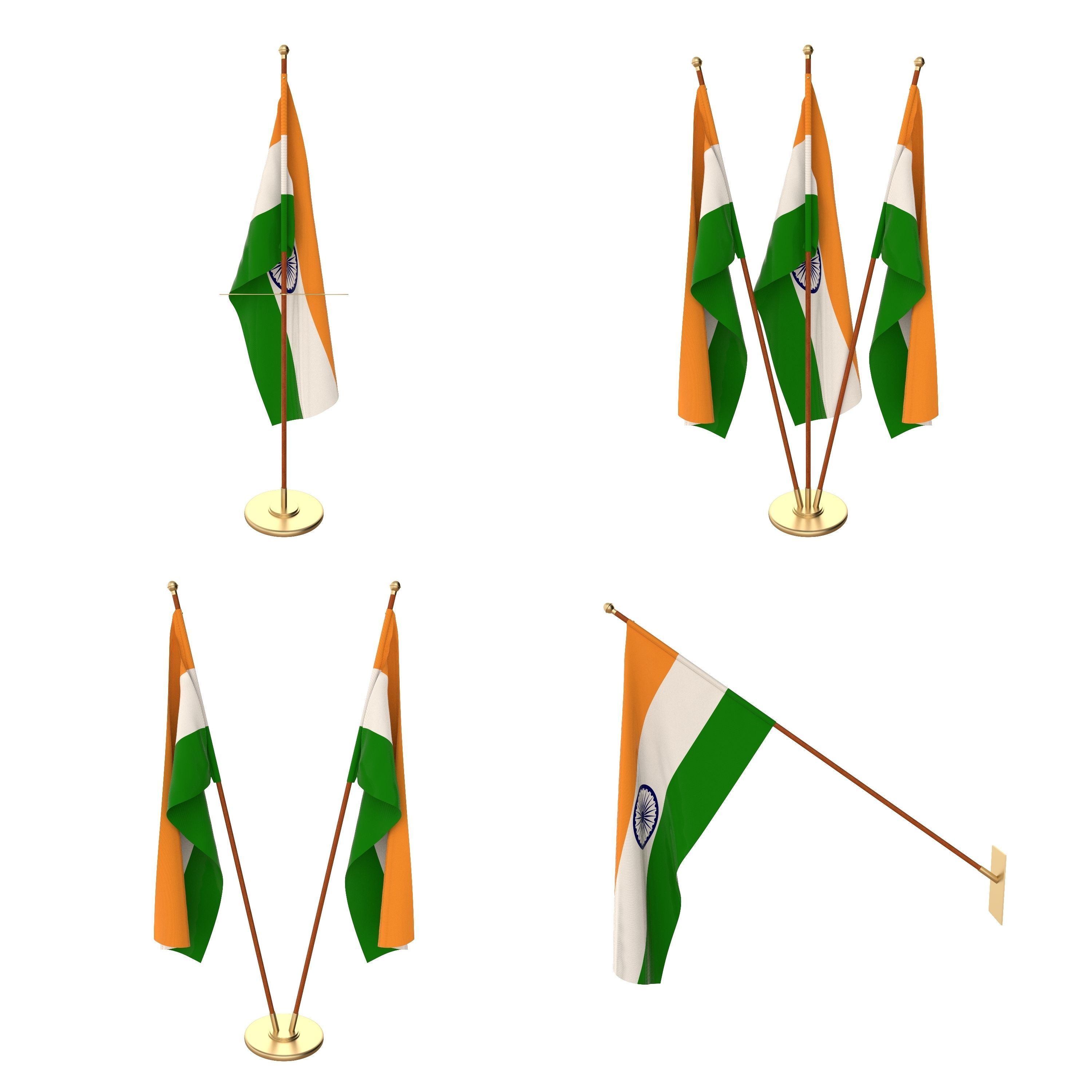 India Flag Pack 3D model_1
