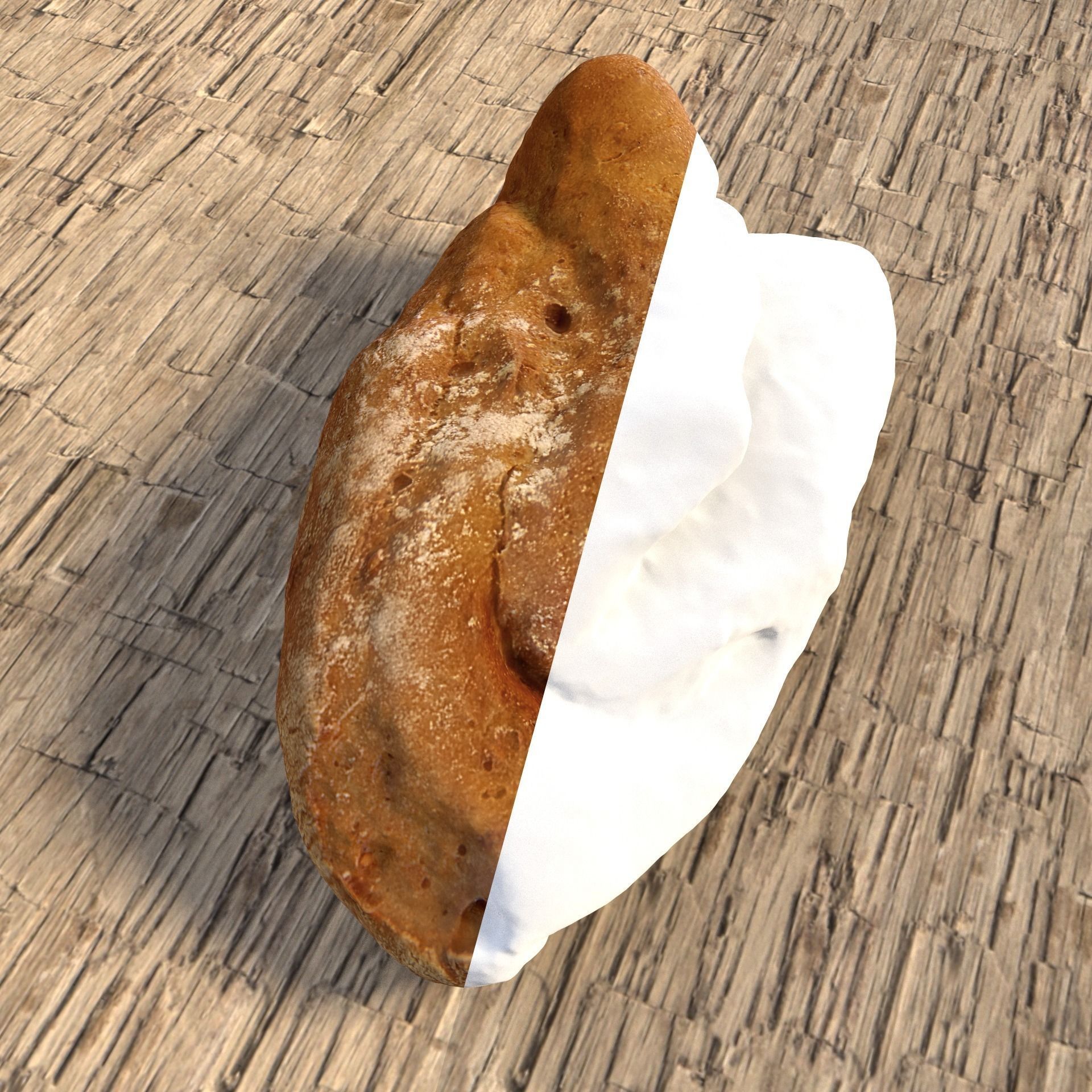 Scanned Dark Bread game and render-ready Low-poly 3D model_1