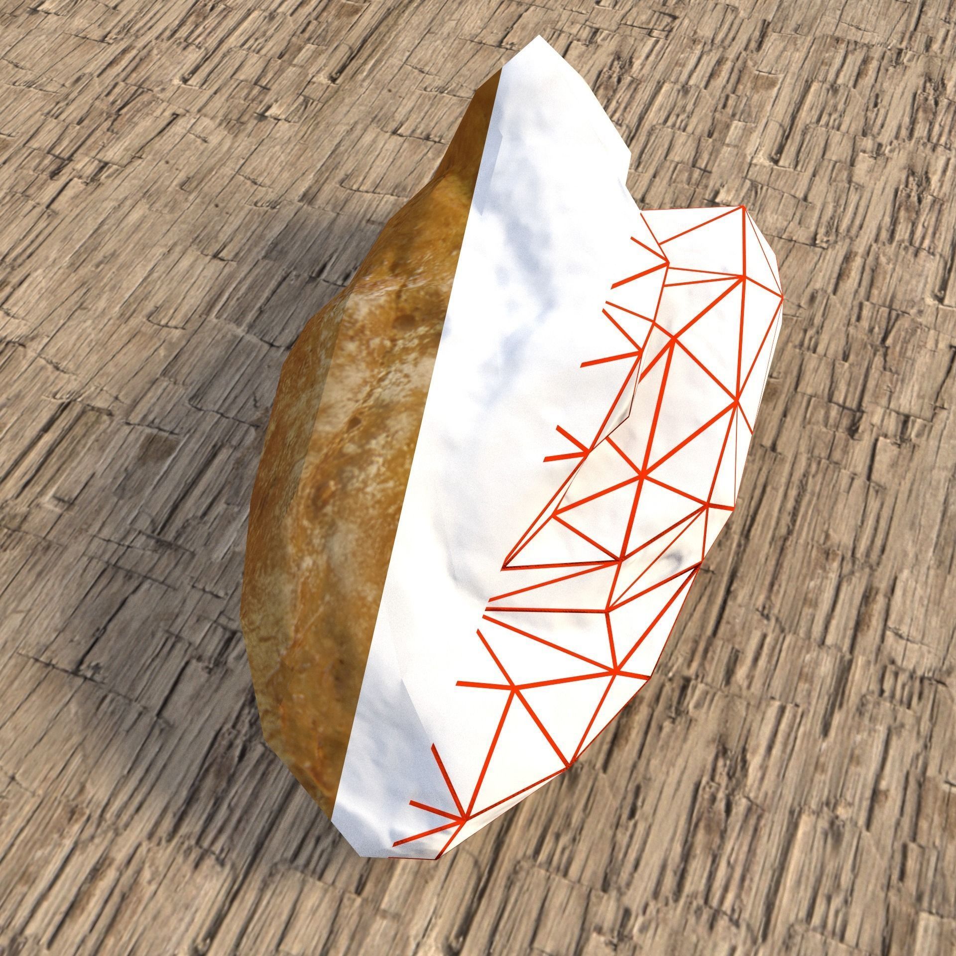 Scanned Dark Bread game and render-ready Low-poly 3D model_5