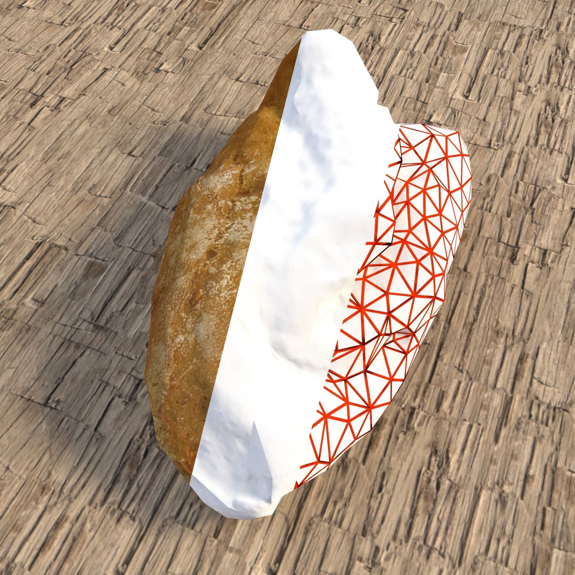 Scanned Dark Bread game and render-ready Low-poly 3D model_3