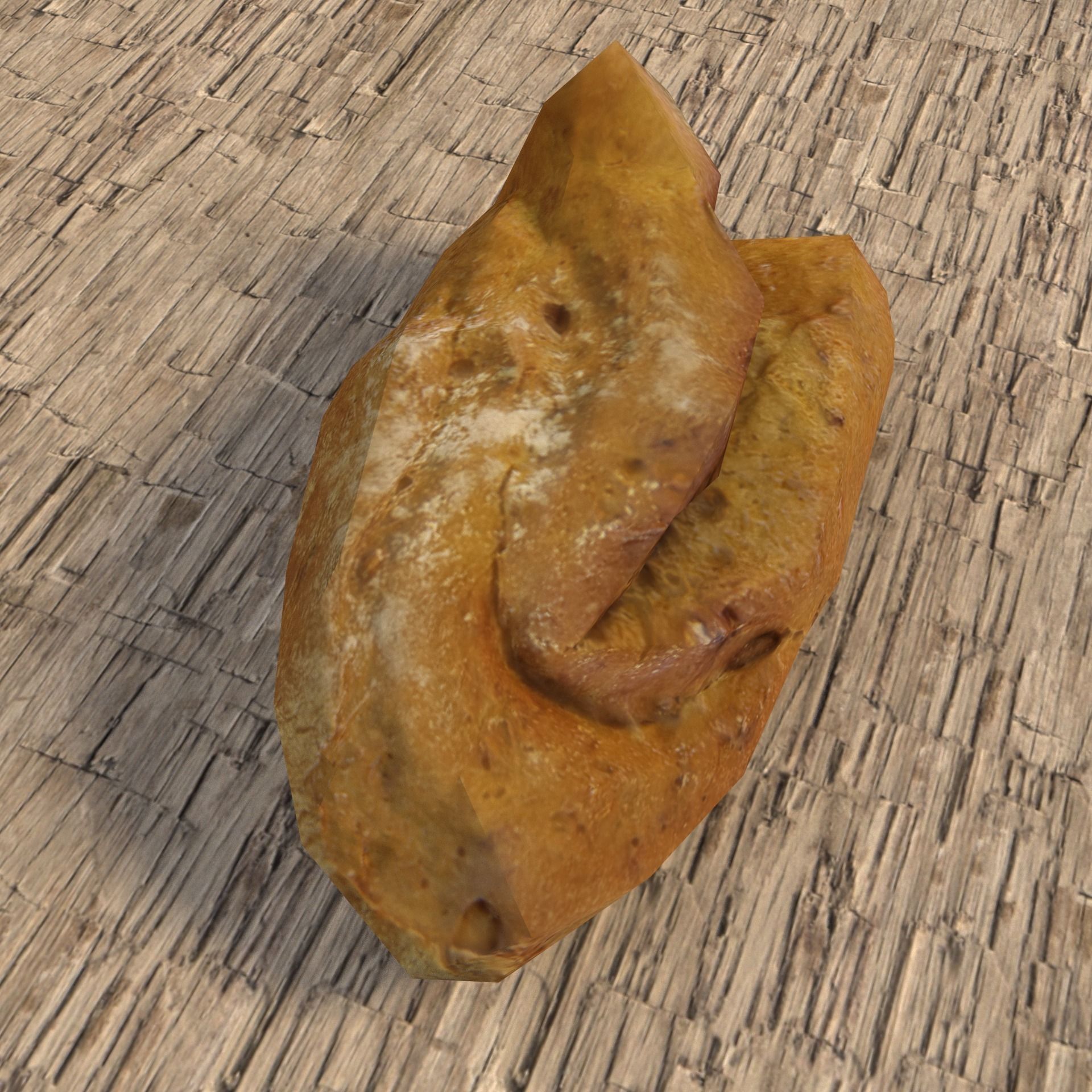 Scanned Dark Bread game and render-ready Low-poly 3D model_4