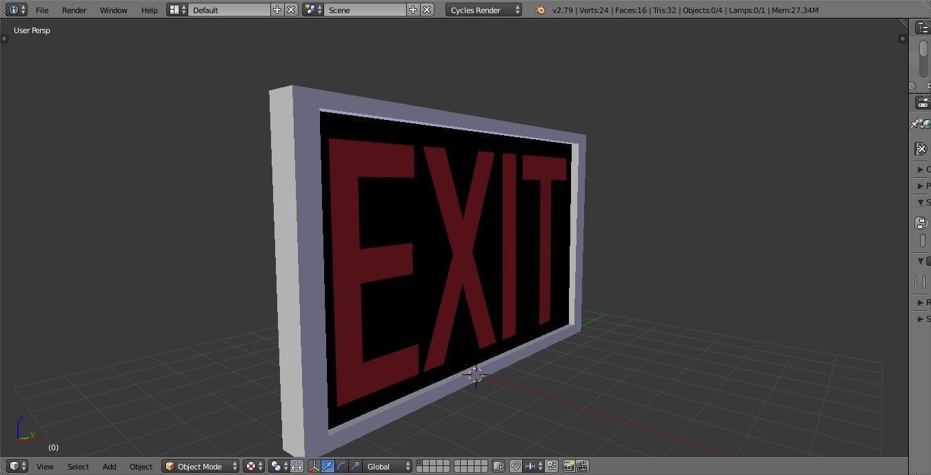 Exit Sign Free low-poly 3D model_1