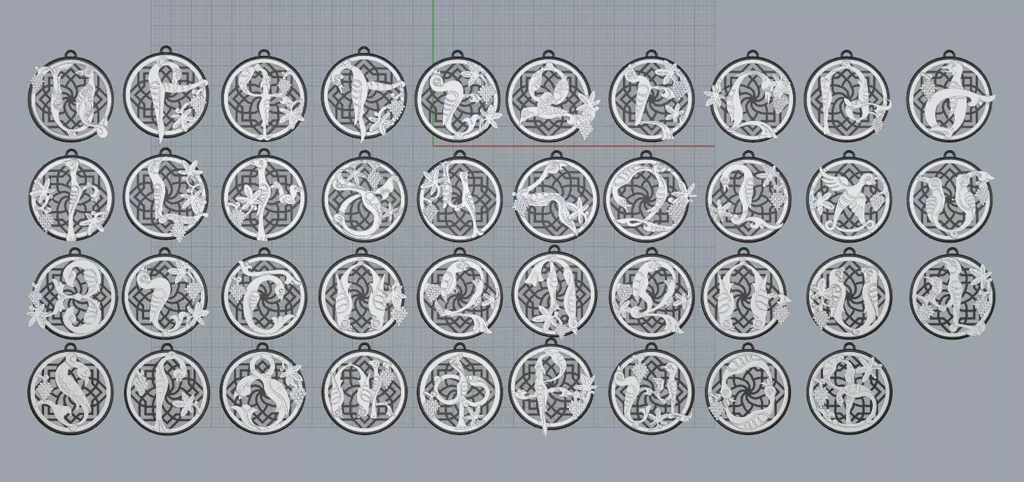 Armenian Letters Pendants 3D print model_0